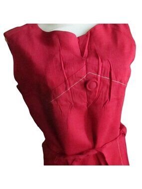 6/8 True Vintage 1960's Dress Belted MR FINE DALLAS TEXAS BLOOD RED SLEEVELESS